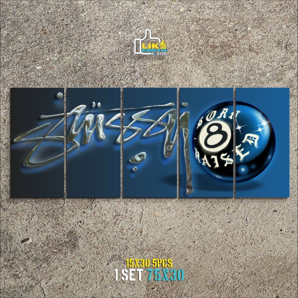 stussy 8 ball Hiasan dinding kamar Poster kayu stussy Brand streetwear Dekorasi pajangan dinding hd