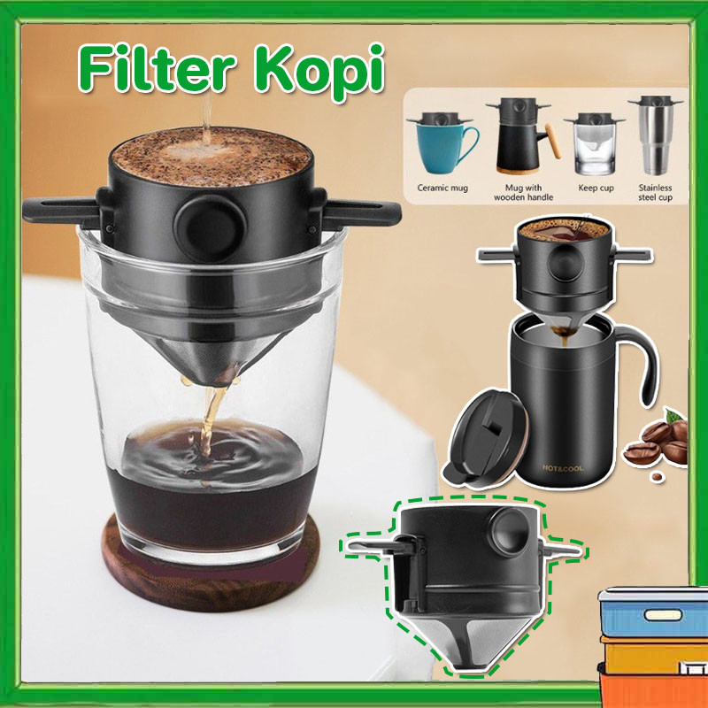 Filter Kopi Stainless Filter Penyaring Kopi Portable Portable Cone Coffee Dripper Tidak Diperlukan K