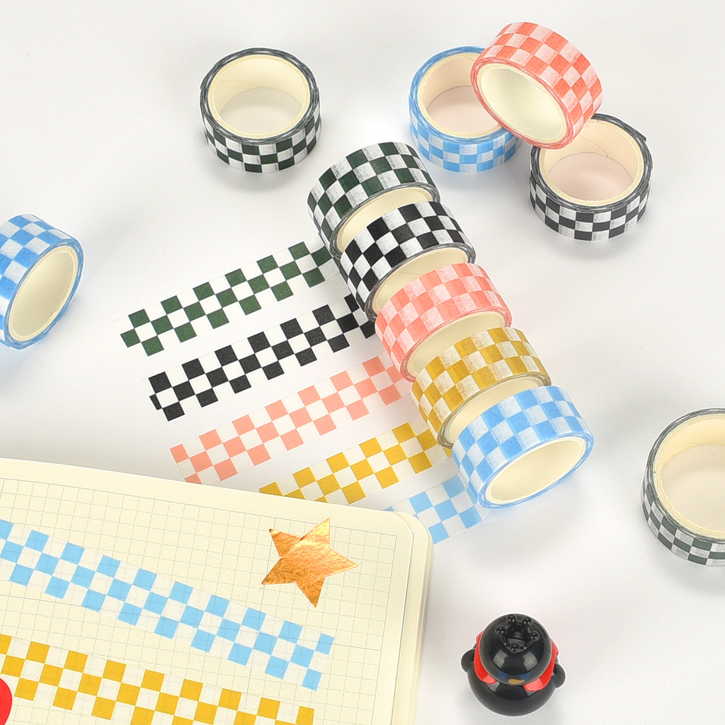

5 Rolls Checkerboard Grid Washi Tape for Scrapbooking Planners DIY Decoration And Crafts Gift Wrapping