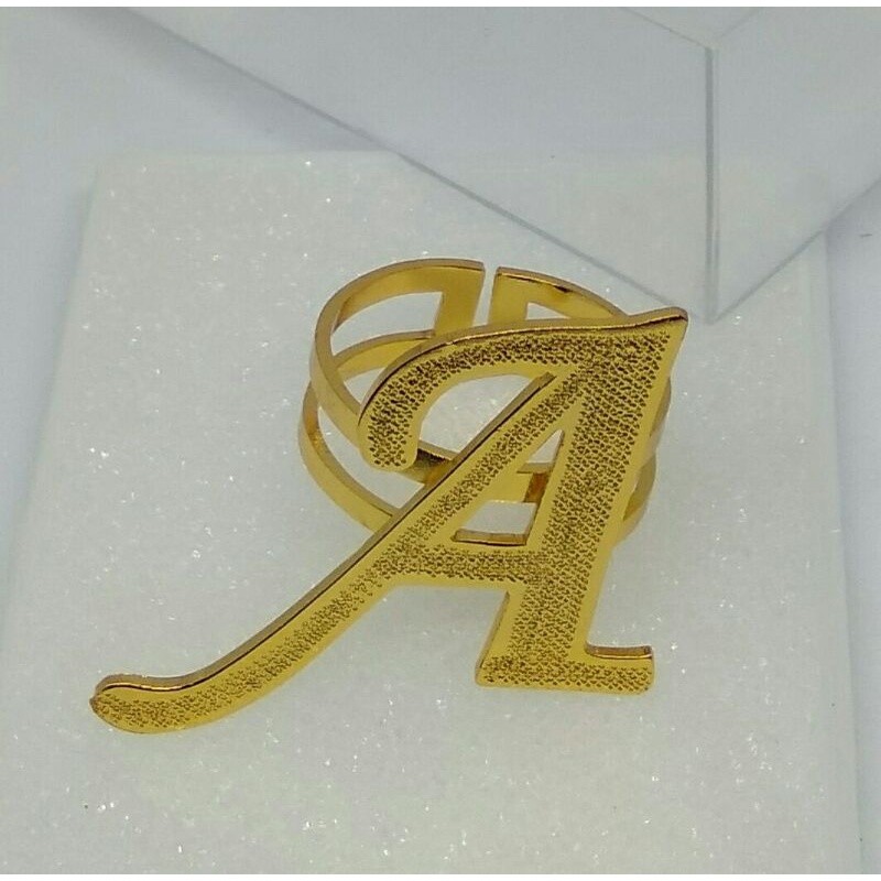 Ring Hijab inisial/ Bros Nama / lapis emas / silver  / Rosegold tempah nama custom by fika acc