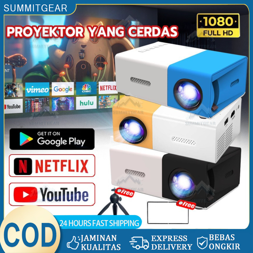 Proyektor Mini Proyektor Mini Portable HP Home Theater Android YG300 HDMI 5 tahun garansi