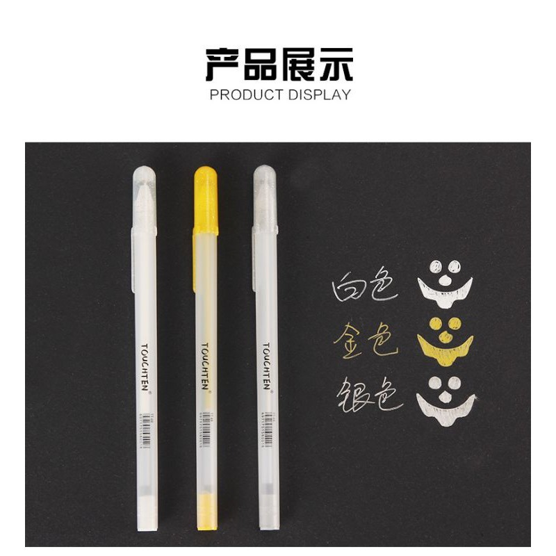 

touch ten gel ink pen (white, silver, gold)