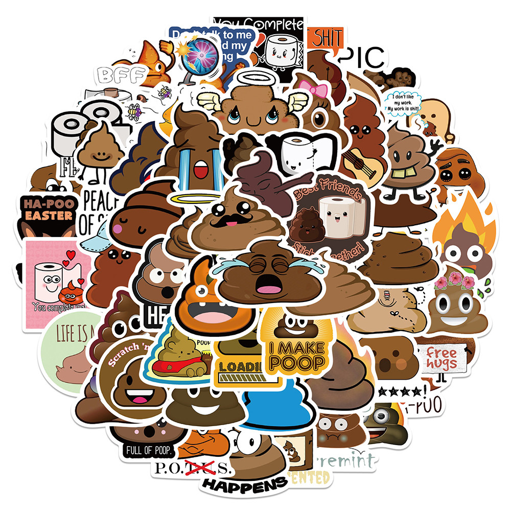 

10/30/60pcs Funny Poo Meme Stickers Graffiti Cartoon Spoof Shit Decal Toys DIY Laptop Phone Helmet Luggage Suitcase Car Sticker