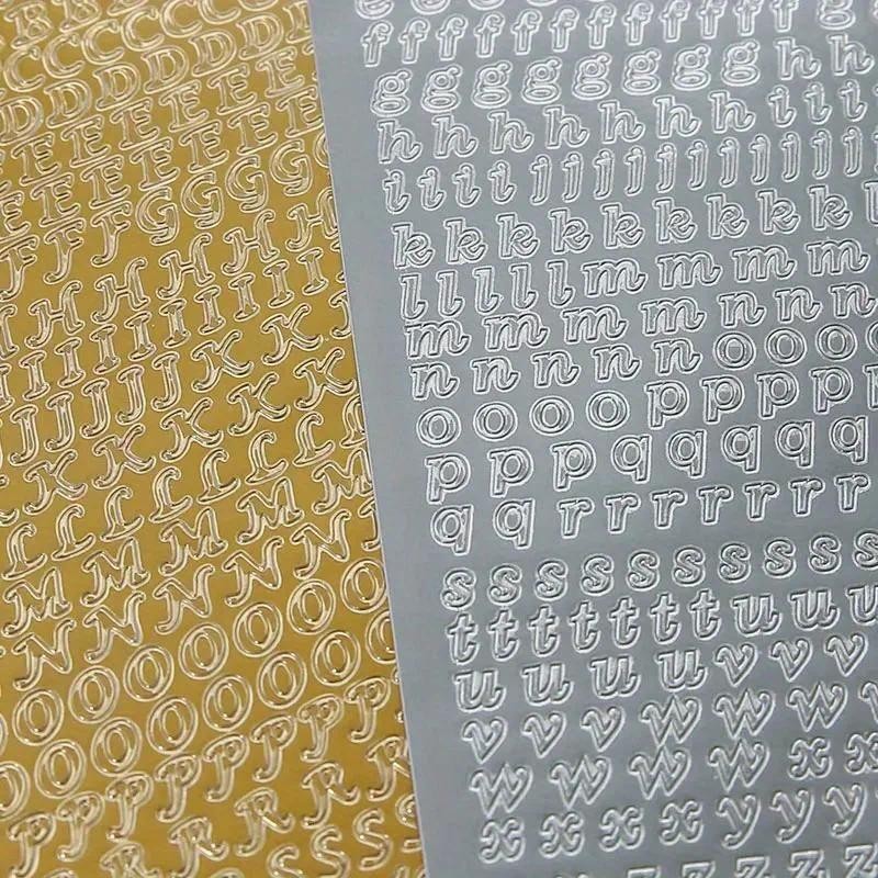 

1 Sheet PVC Waterproof Durable Korean Golden Silver English Letter Stickers for Photos Albums Decoration