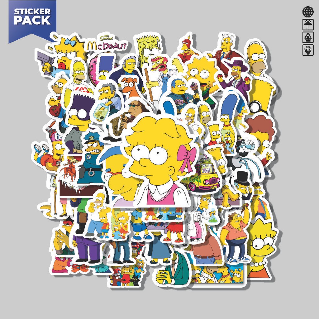 

[100PCS]Stiker Pack Stiker Kartun The Simpsons Series - SIMPSONS 2 Aesthetic Vinyl Anti Air Dekorasi Sticker Laptop Buku Journal Koper Helm Casing HP Gitar Helm Skateboard