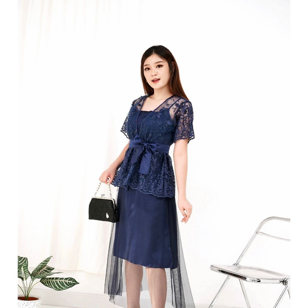 Dress Gracia Tile Premium Inner & Outer / Dres Brukat Pesta Tile Bordir / Dress Kondangan / Dress Na