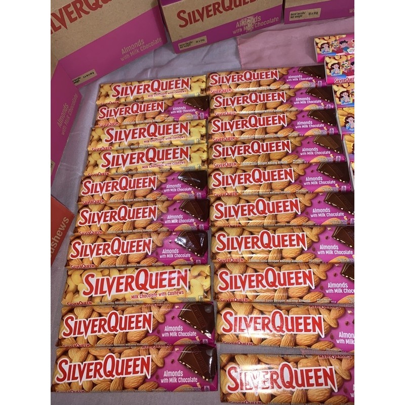 

Silver Queen Besar Uk 55 gram dapat 10 |Almond dan Cashews exp 2026 ukuran besar