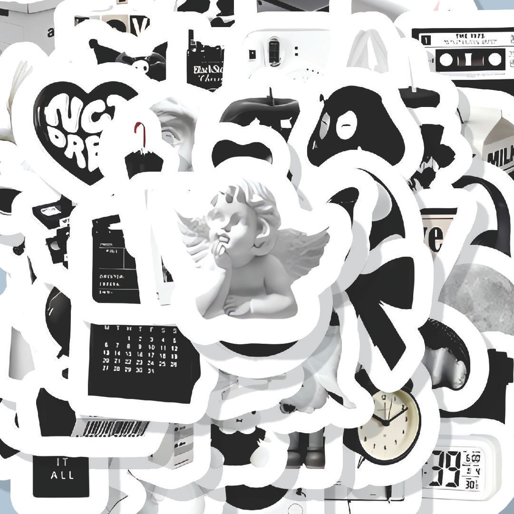 

100PCS Lucu Stiker Nordic Classic Black & White [Klasik Nordik Hitam & Putih] Stiker Aesthetic Stiker Anti Air Stikers Berperekat Waterproof sticker decal buat Motor Helm Buku Journal Koper Casing HP Laptop Botol Minum Hadiah anak