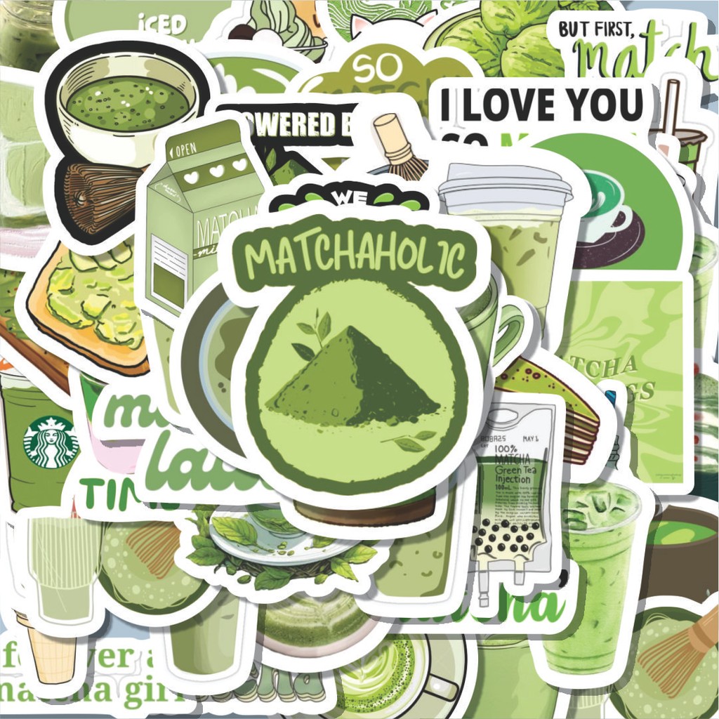 

100PCS Lucu Stiker Minuman Matcha Stiker Aesthetic Stiker Anti Air Stikers Berperekat Waterproof sticker decal buat Motor Helm Buku Journal Koper Casing HP Laptop Botol Minum Hadiah anak