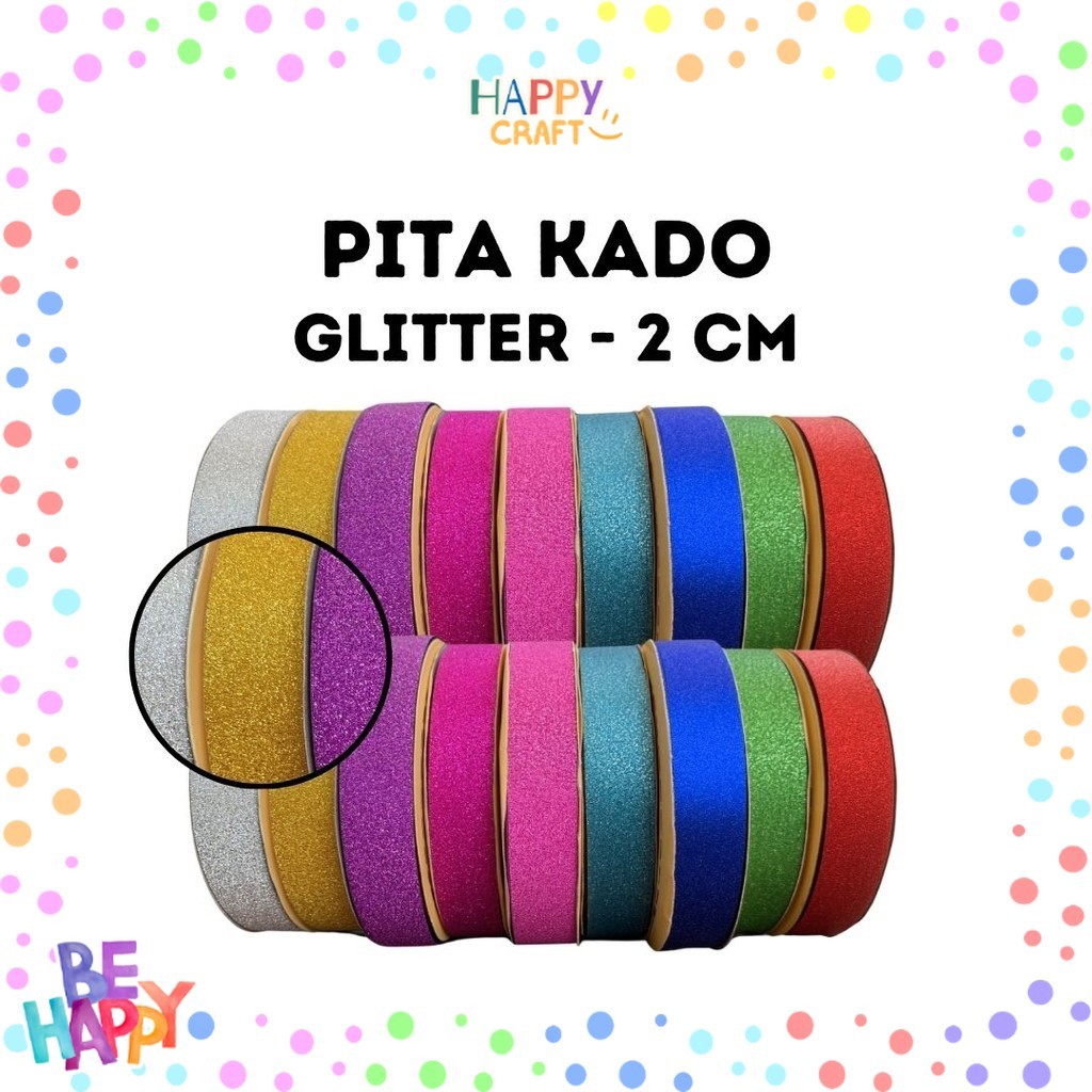 

Pita Kado Plastik GLITTER 3/4 inch (2 cm) / Pita Jepang
