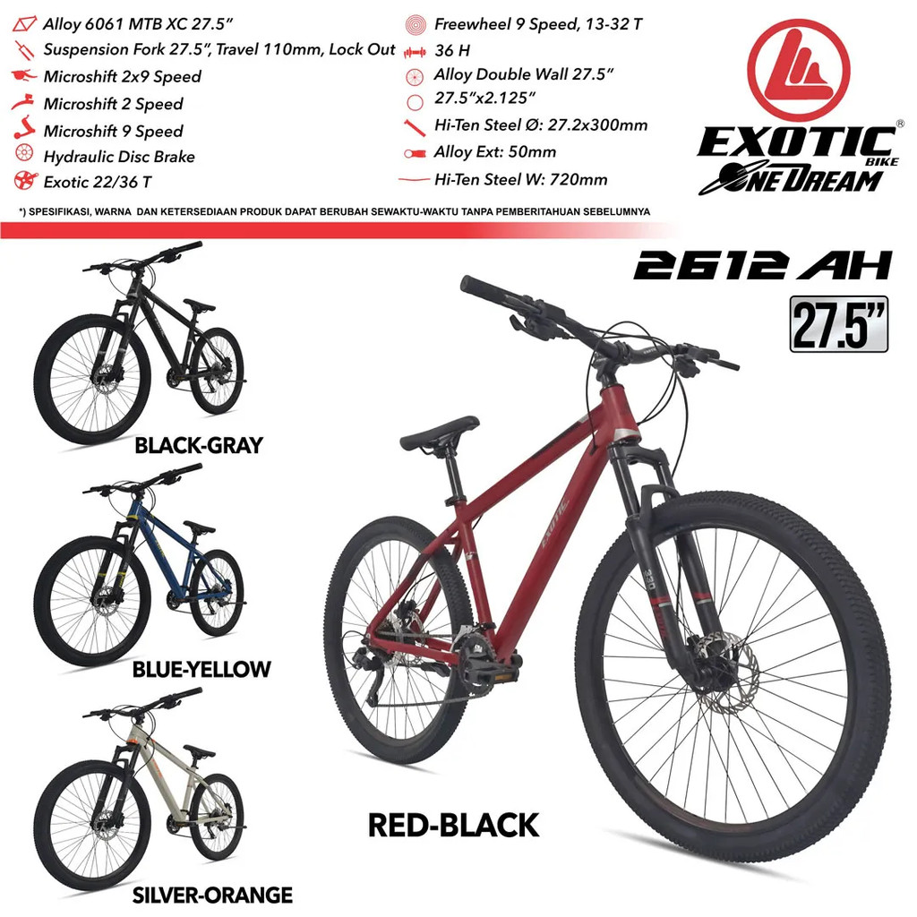 SEPEDA GUNUNG / MTB DEWASA 26" EXOTIC 2612 AH