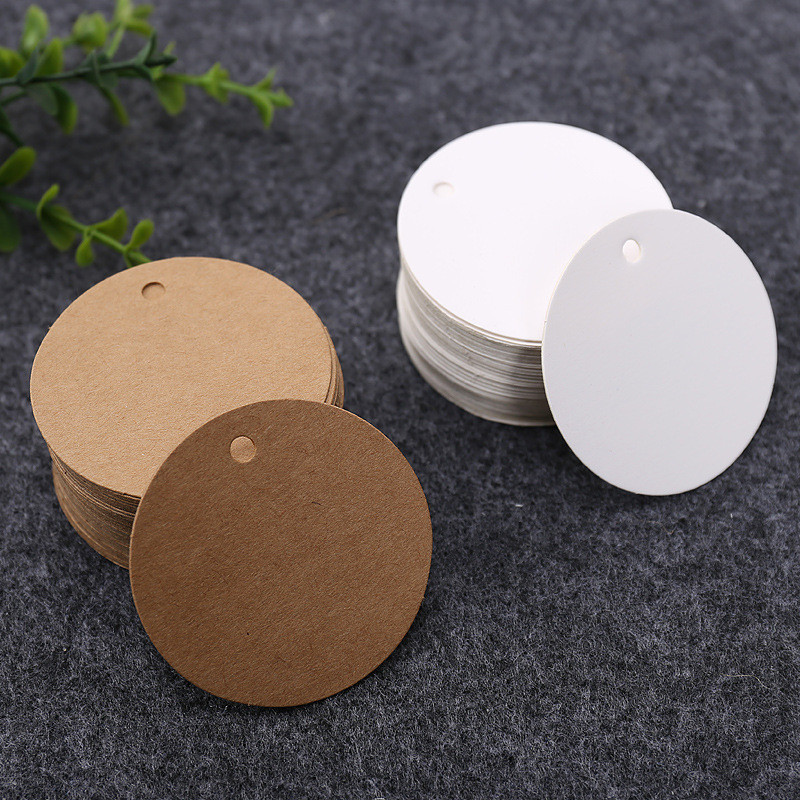 

50pcs 5cm Round Tags Small Goodie Hang Tag Kraft Paper Cards Garment Shoes Bags Accessories DIY Handmade Craft Home Decor
