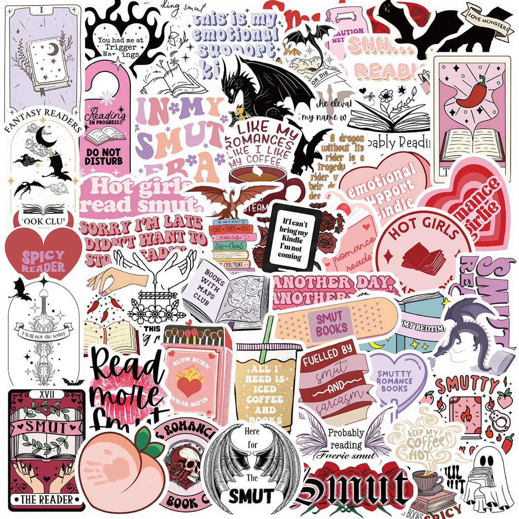 

10/52pcs Cool Bookish Smut Reading Book Stickers for Students School Season Gift DIY Stationery Luggage Laptop Graffiti Sticker