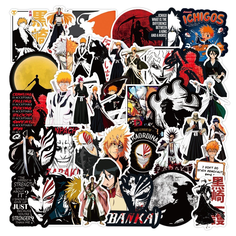 

50Pcs Kurosaki Ichigo Bleach Cartoon Stickers Girls Rukia Inoue Sticker Car Laptop Skateboard Phone Kenpachi Anime Decal