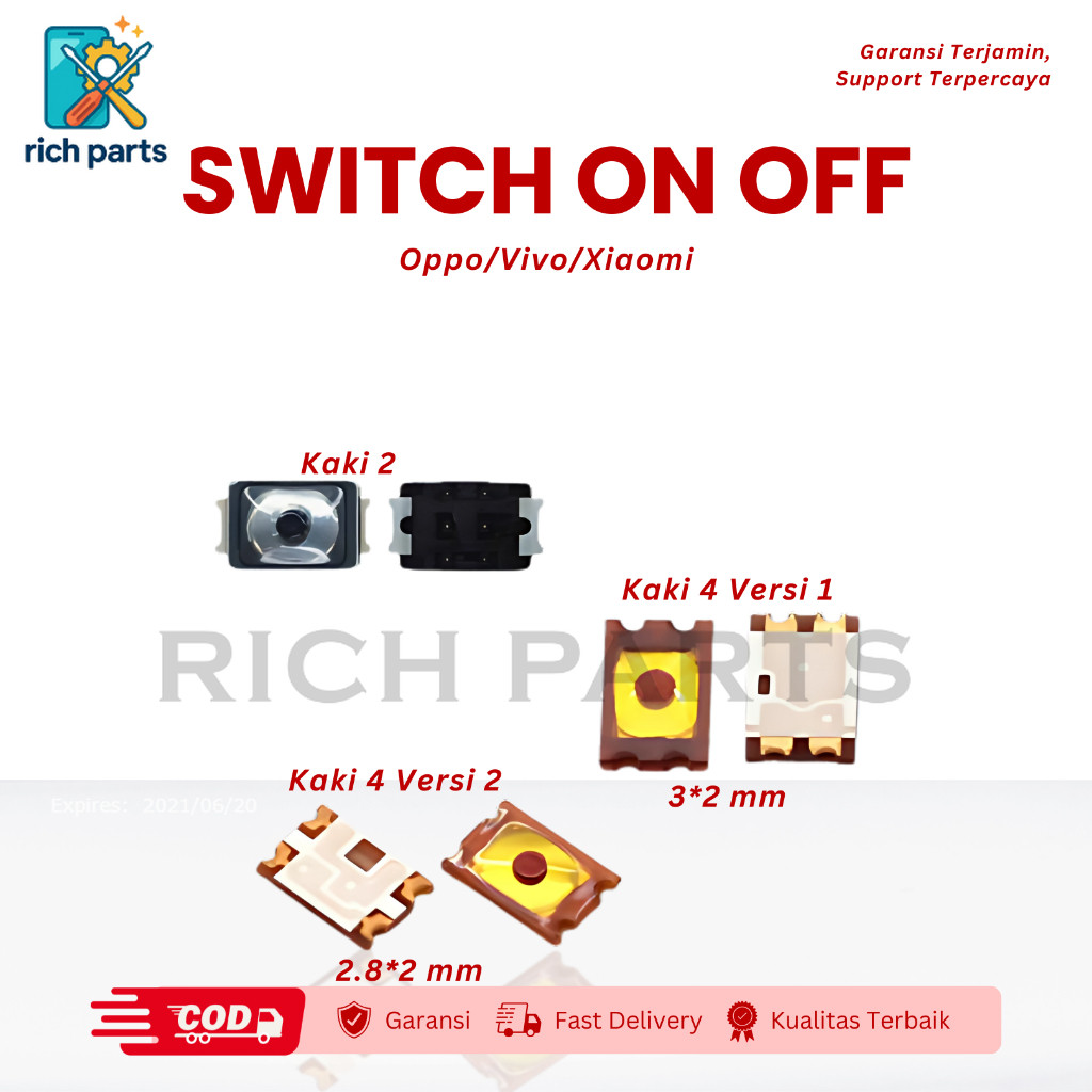 Switch On Off Universal Oppo Vivo Xiaomi Berkualitas Fleksibel Rich Parts