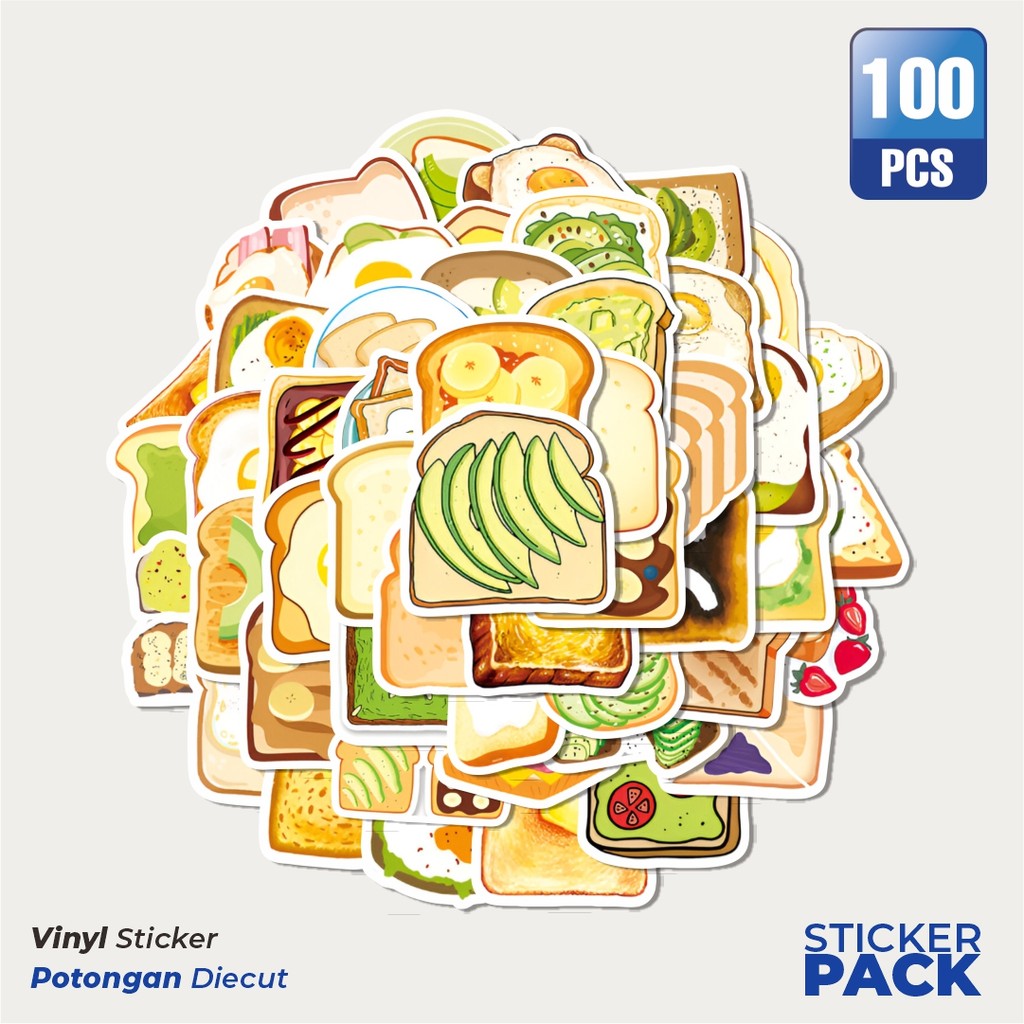 

Super Hemat! 100 PCS Stiker Piece Funny Toast [Potongan Roti Panggang] Waterproof Aesthetic- Untuk Laptop, Motor, dan Helm - Paper Stationery Pack
