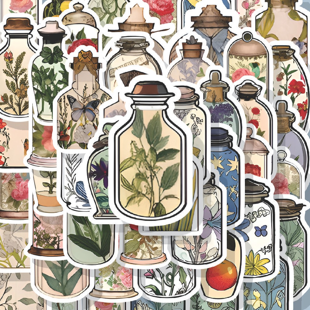 

100PCS Lucu Stiker Creative Vas and Plant [Vas dan Tanaman Kreatif] Stiker Aesthetic Stiker Anti Air Stikers Berperekat Waterproof sticker decal buat Motor Helm Buku Journal Koper Casing HP Laptop Botol Minum Hadiah anak