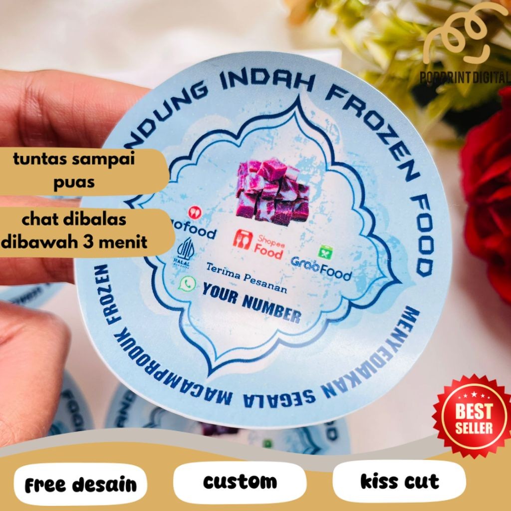 

PpD 2-4 Sticker Vinyl Frozen Food Label Anti Air Makanan Beku Free Desain Custom Nama Murah