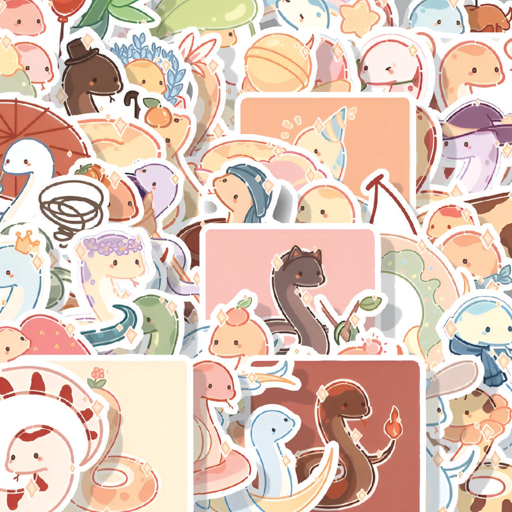 

Stiker Cutting Pack Stiker Cute Snake [Ular Lucu] Isi 100Pcs Series Aesthetic Lucu Keren Untuk Koper Bahan Vynil