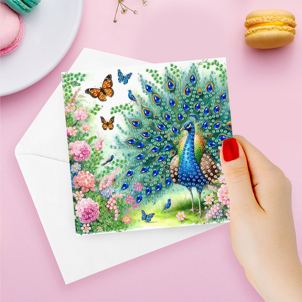 

6PCS DIY Diamond Painting Greeting Card Set Rhinestone Diamond Art Mosaic Postcards Creative Birthday & Thanksgiving Card Kit