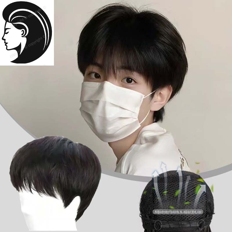 【Rambut nyata.】 Wig Pendek Cowok Wik Rambut Pria Pendek Rambut Wig Pria Pendek Korea Rambut Palsu Pr