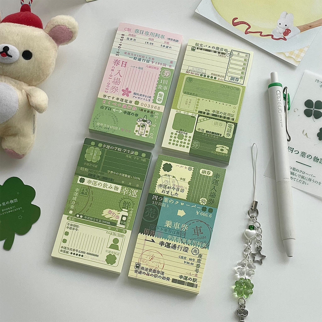 

50sheets Four-leaves Clover Memo Pads Note Paper Diy Arts Crafts Album Japanese Style scrapbooking supplies Lucky index