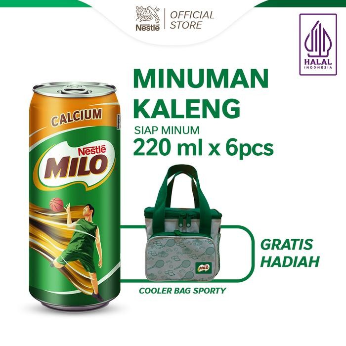 

MILO Activ-Go High Cal Minuman Susu Kaleng Rasa Cokelat 220ml x 6pcs Free Cooler Bag Sporty