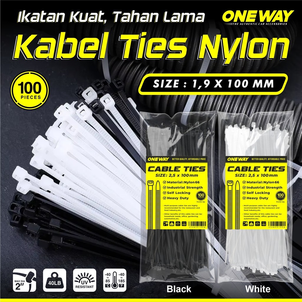 

NAJMAHJAYASHOP Kabel Ties Kabel Tis Pengikat Kabel Kuat Cable Ties Tie Nilon / Zip Tie 1,9 x 100mm - ISI 100pcs