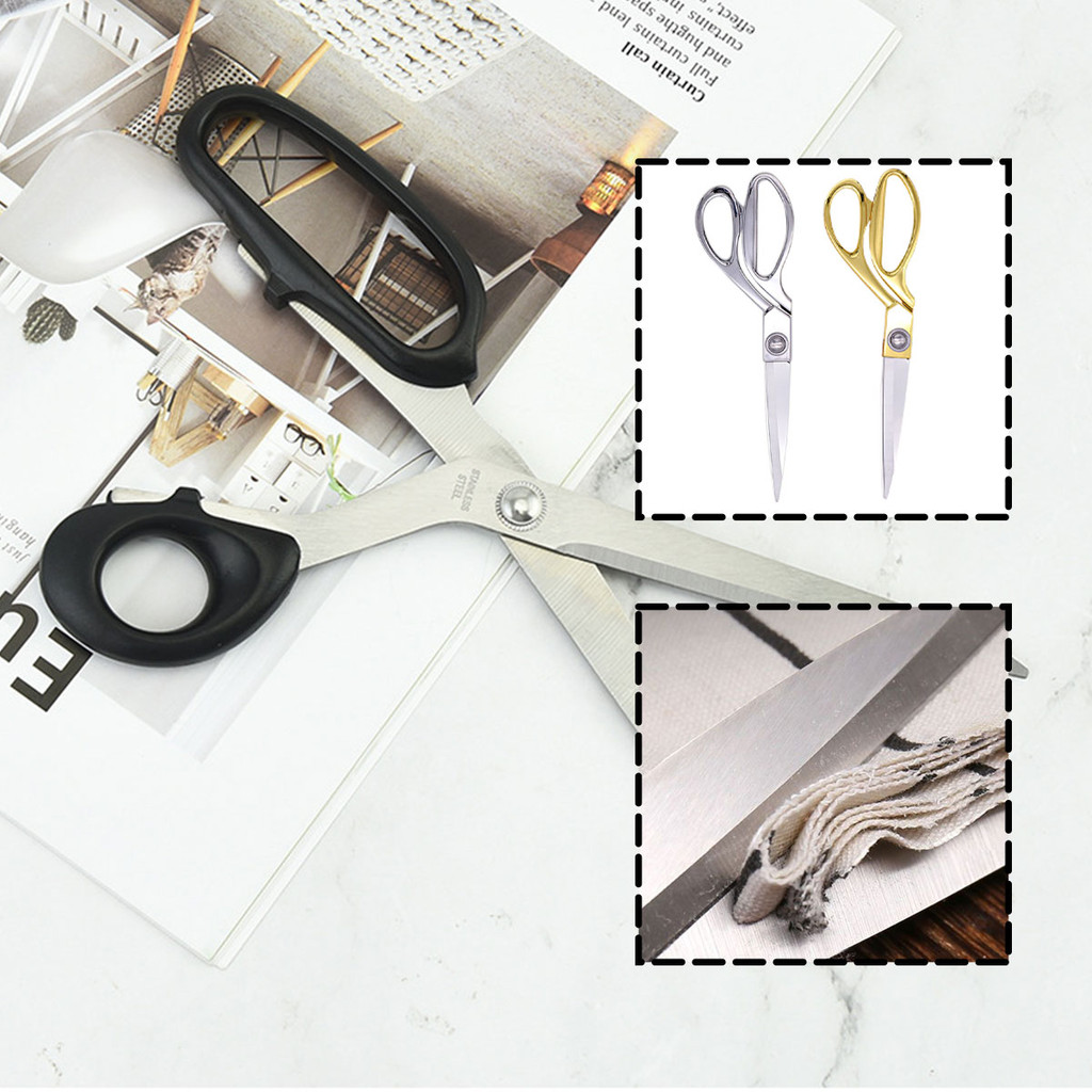 

Gunting jahit, gunting jahit berlapis emas, gunting pakaian, gunting benang emas, gunting potong kain rumah tangga, gunting potong besar