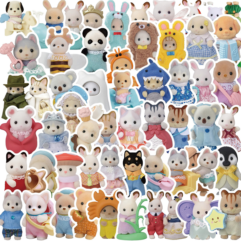 

55PCS Cute Calico Critters Graffiti Stickers Children's Cartoon Doll Decals DIY Laptop Notebook Decoration Sticker Toy