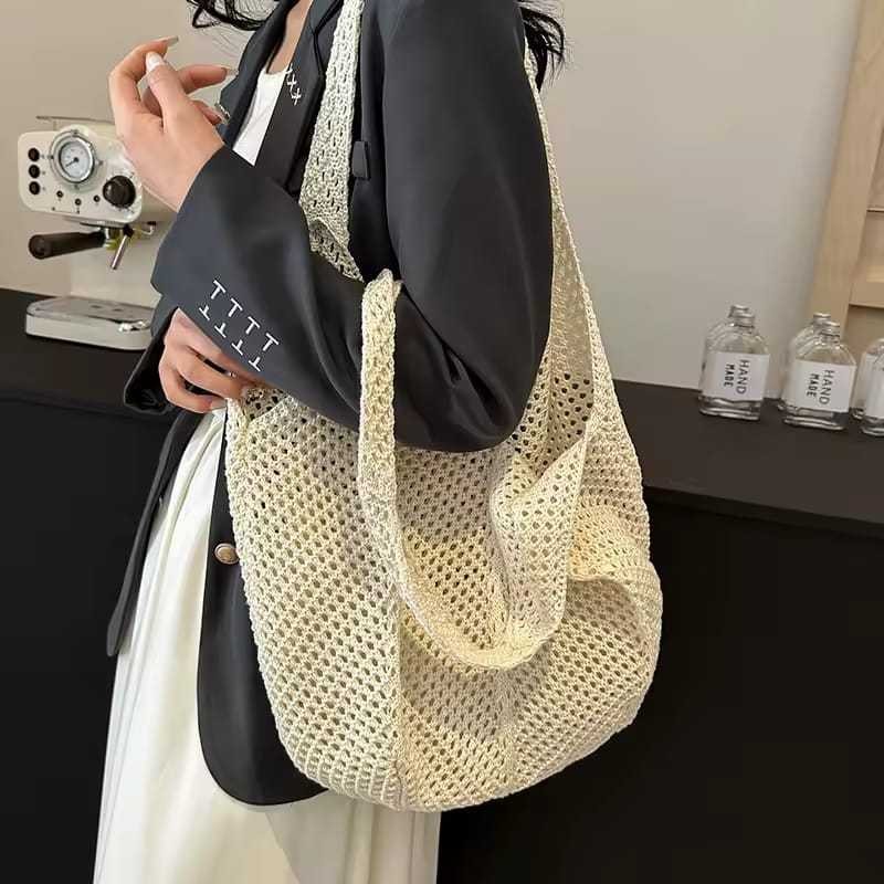 Tas Rajut Wanita Kekinian | Tas Rajut Elegan Ukuran Besar