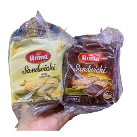 

ROMA SANDWICH CHOCOLATE | PEANUT BUTTER BISCUIT NETTO 1 RENCENG ISI 10 PCS X 20 GR