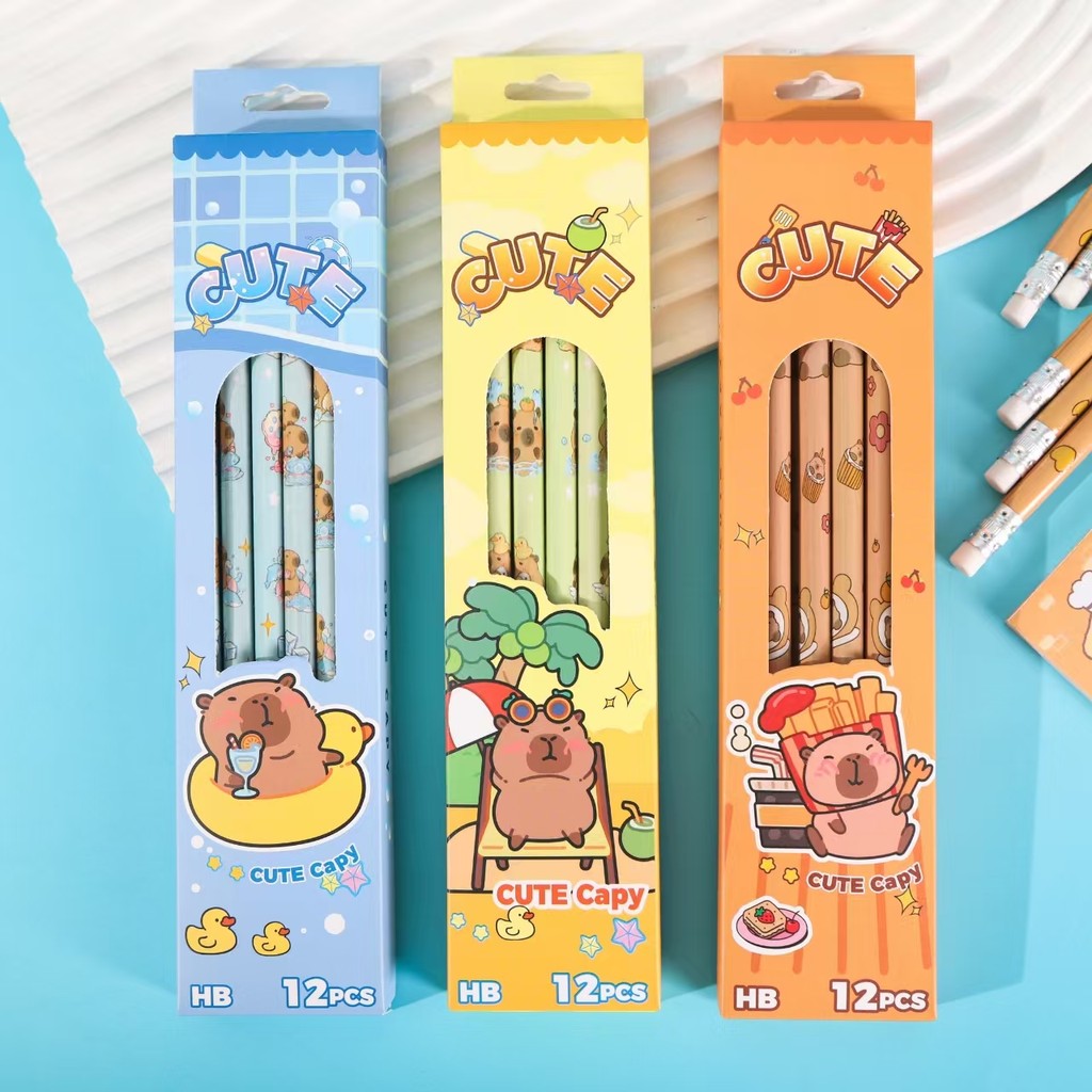 

12 PCS ( 1 LUSIN ) PENSIL MOTIF ASTRONOT + CAPYBARA + COLORFULL MOTIF LUCU KARTUN LABUBU 2B ANAK