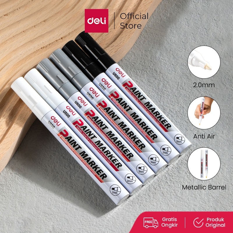 

Deli Paint Marker / Spidol Ban / Spidol Gambar Anti Air Multifungsi Tip 2mm EU500