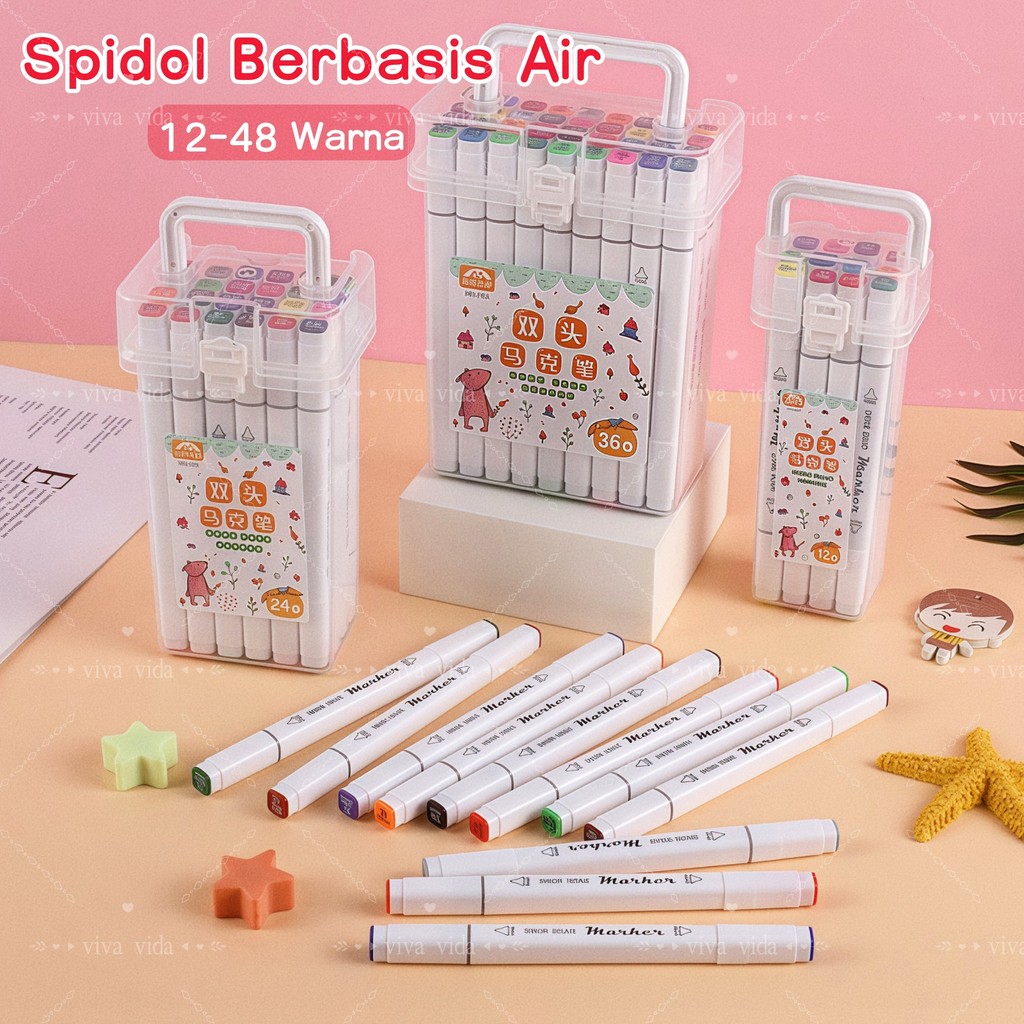 

Viva Spidol Akrilik 12/24/36/48 Warna - Tahan Air & Tidak Luntur - Pulpen Seni untuk Pelajar & Profesional