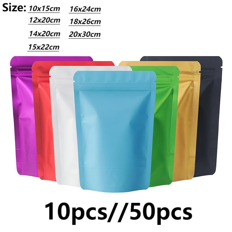 

50pcs matte color anti-odor can stand up zipper self-sealing bags tea coffee bean storage storage seal Mylar bags