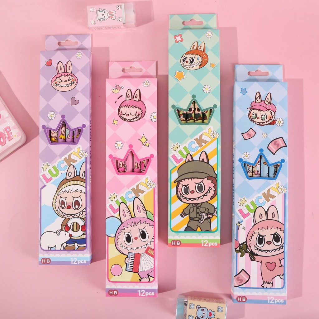 

VIRAL!! 1 LUSIN (12 PCS) PENSIL LABUBU HB CUTE TIDAK MUDAH PATAH / PENSIL HB LABUBU / ATK LABUBU