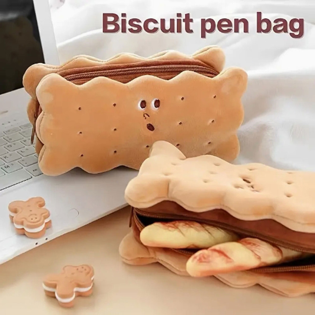 

Simulation sandwich cookie pen bag in primary school cute pencil bag simple large capacity cute plush pencil case