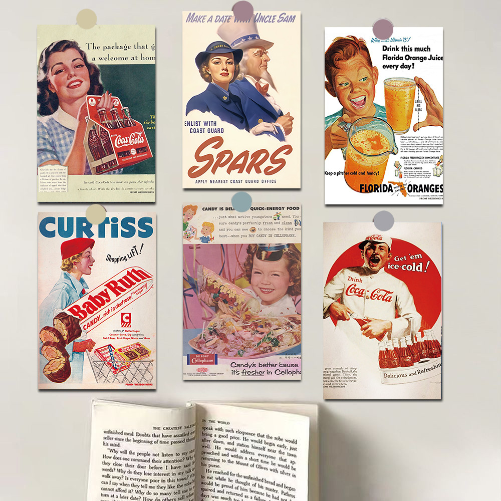 

10PCS American Style Advertisement Stickers Posters Nostalgia Laptop Coffee Skateboard For Kids Luggage Harajuku Wall Decal Card