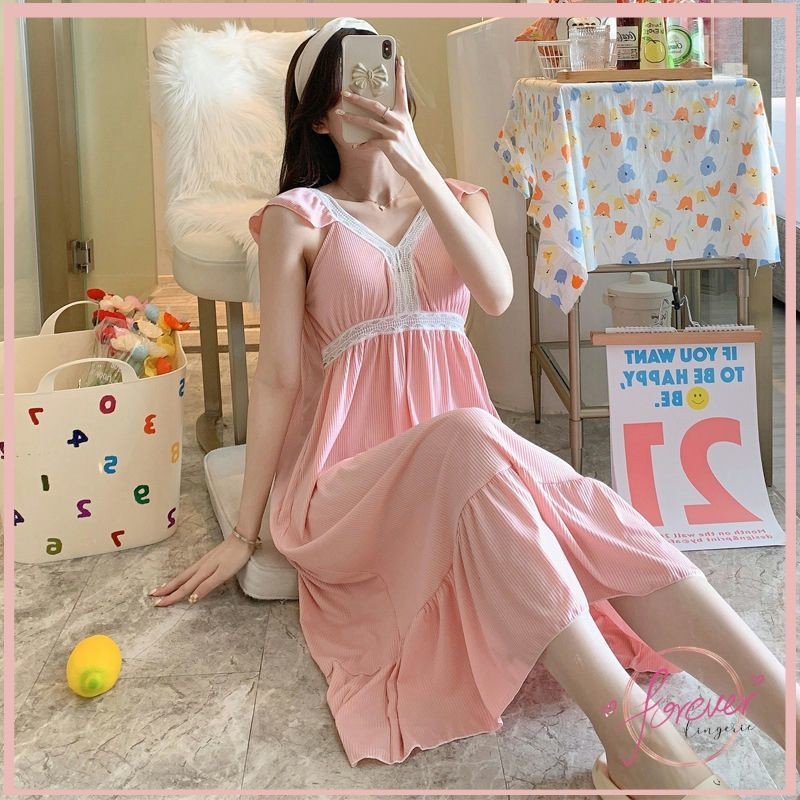 Forever_Daster Longgar Korea Pakaian Wanita Baju Tidur Wanita Import Bahan Polyester Ukuran Fit To X