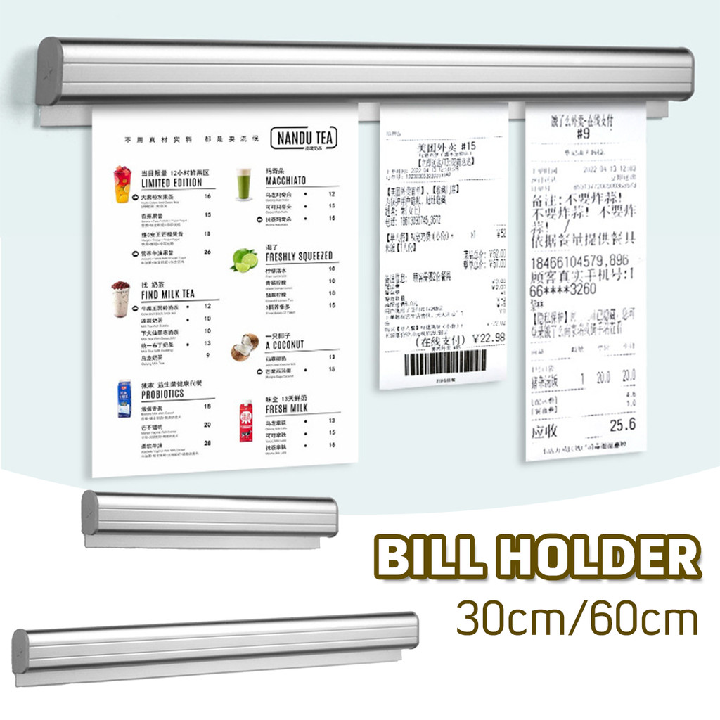 

30cm/60cm Penjepit Kertas Bon / Capitan Nota / Tab Holder Kasir Receipt Bill Holder - Aluminium untuk Restoran Cafe Bar