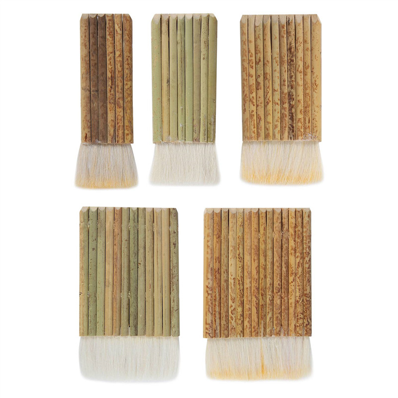 

A53Q-5 Size Hake Blender Brush, Bamboo Handle Brushes Wide Wool Brushes Watercolor Brushes For Kiln Wash, Dust Cleaning