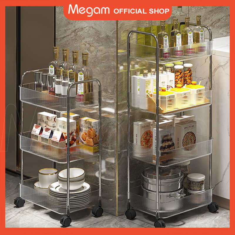 

Megam Rak Troli Susun Kosmetik Serbaguna Rak Kamar Mandi Dapur rak serbaguna ikea rak trolley Roda Tingkat Multifungsi HRK515