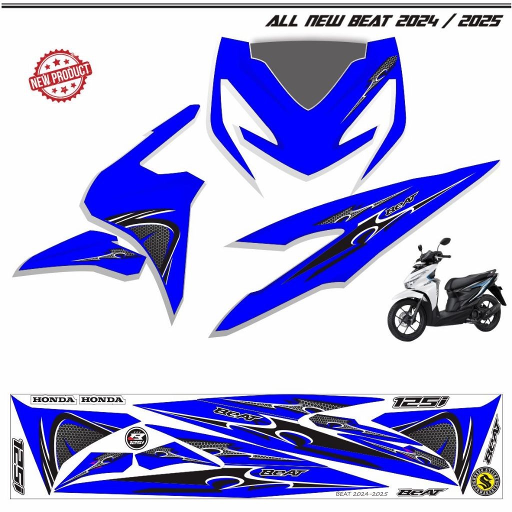VARIASI KEREN STIKER VARIASI MOTOR BEAT 2015 MOTIF SIMPLE STRIPING BEAT