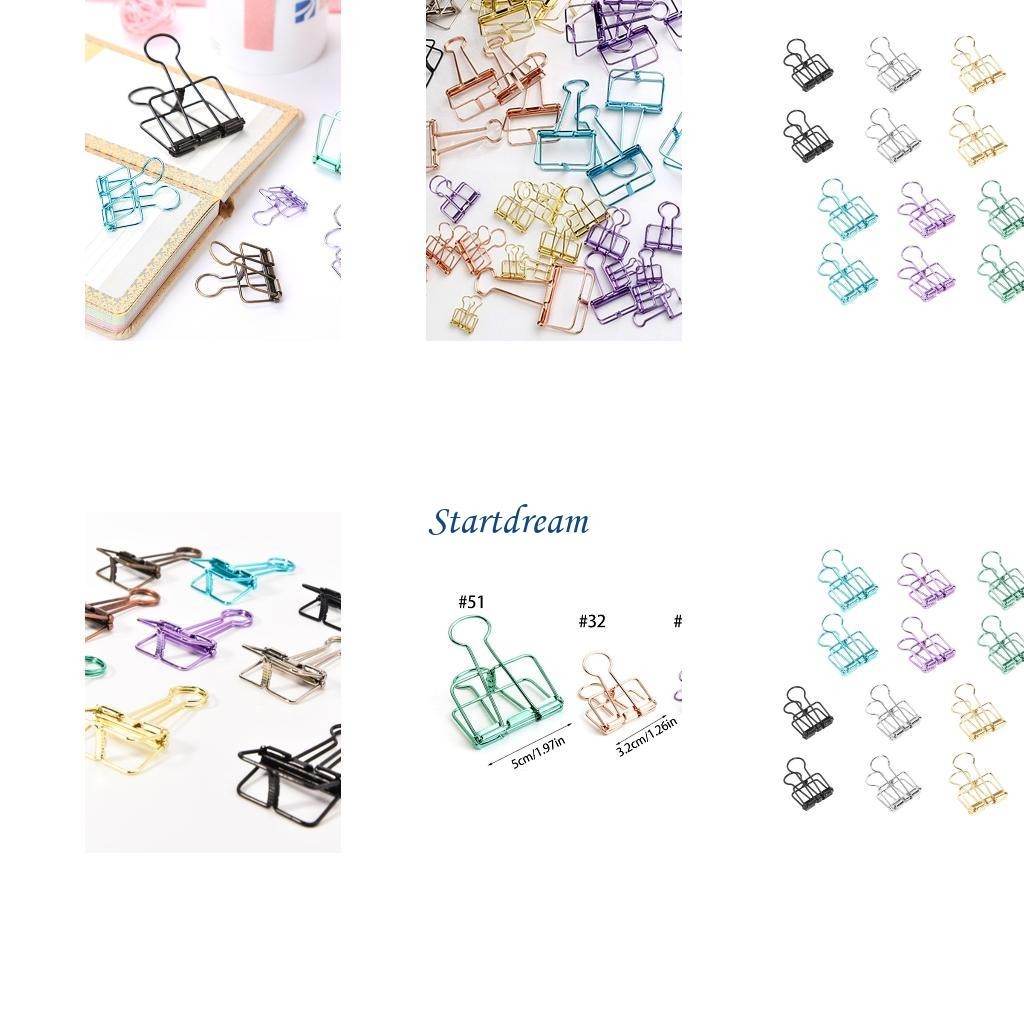 

14 Pcs 19/32/51mm Paper Clamps Hollow Out Paper Clips Long Tail Binder Clips K92C