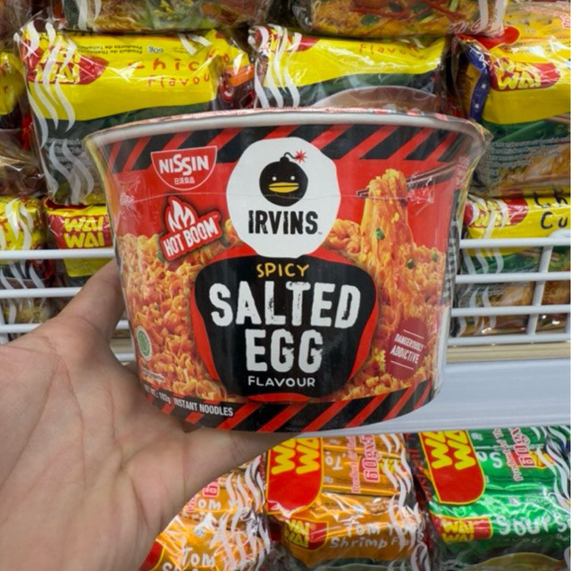 

nissin irvins noodles bowl 97gr salted egg mala / spicy salted egg / salted egg