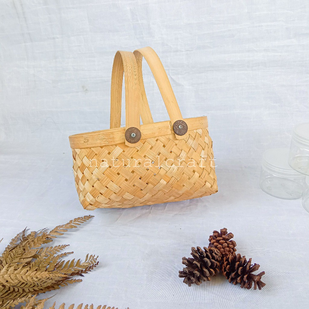 

(B151) Tas Anyaman Bambu 25cm Cangking 2 Exclusive l Wadah Hampers l Parcel l Hadiah l Hantaran l Seserahanl Nikahan l Syukuran l Naturalcraft