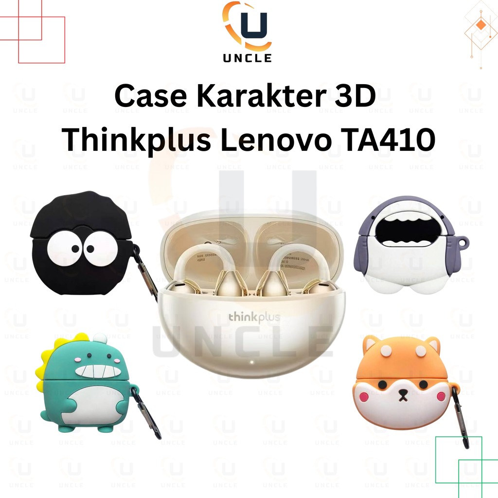 Case Thinkplus Lenovo TA410 3D Kartun Lucu Casing Earphone TWS Pelindung Cover Uncleid