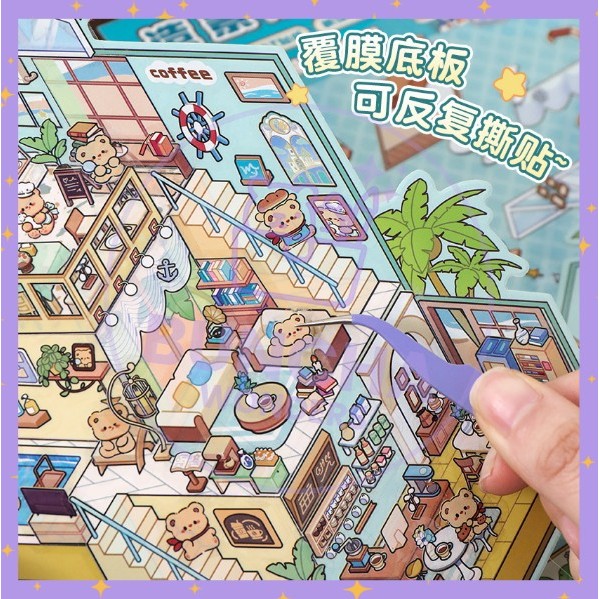 

BW DIY Stiker Ruangan 3D PREMIUM Reusable Korean Sticker Pack Buku Multilevel Interior Art A-SK022