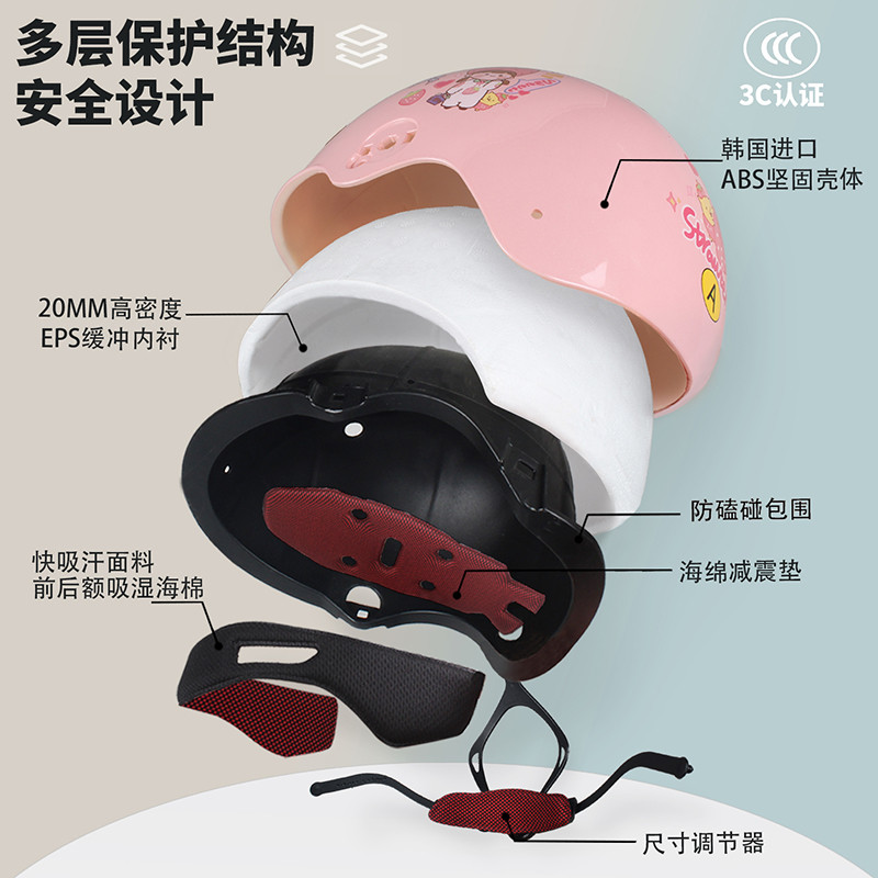 3C Helm Anak Bersertifikat Musim Panas Sepeda Motor Listrik Anak Laki-laki dan Perempuan Helm Seteng